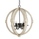 6 - Light Wood Chandelier With Adjustable Chain For Kitchen, Dining Hall Entrance, Bulb Not Included - EX-STOCK CANADA