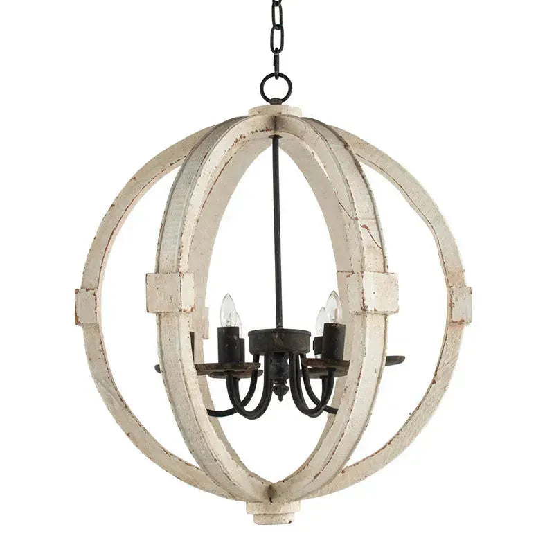 6 - Light Wood Chandelier With Adjustable Chain For Kitchen, Dining Hall Entrance, Bulb Not Included - EX-STOCK CANADA