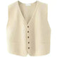 Women Sleeveless V-neck Button Down Knitted Vest Cardigan - EX-STOCK CANADA