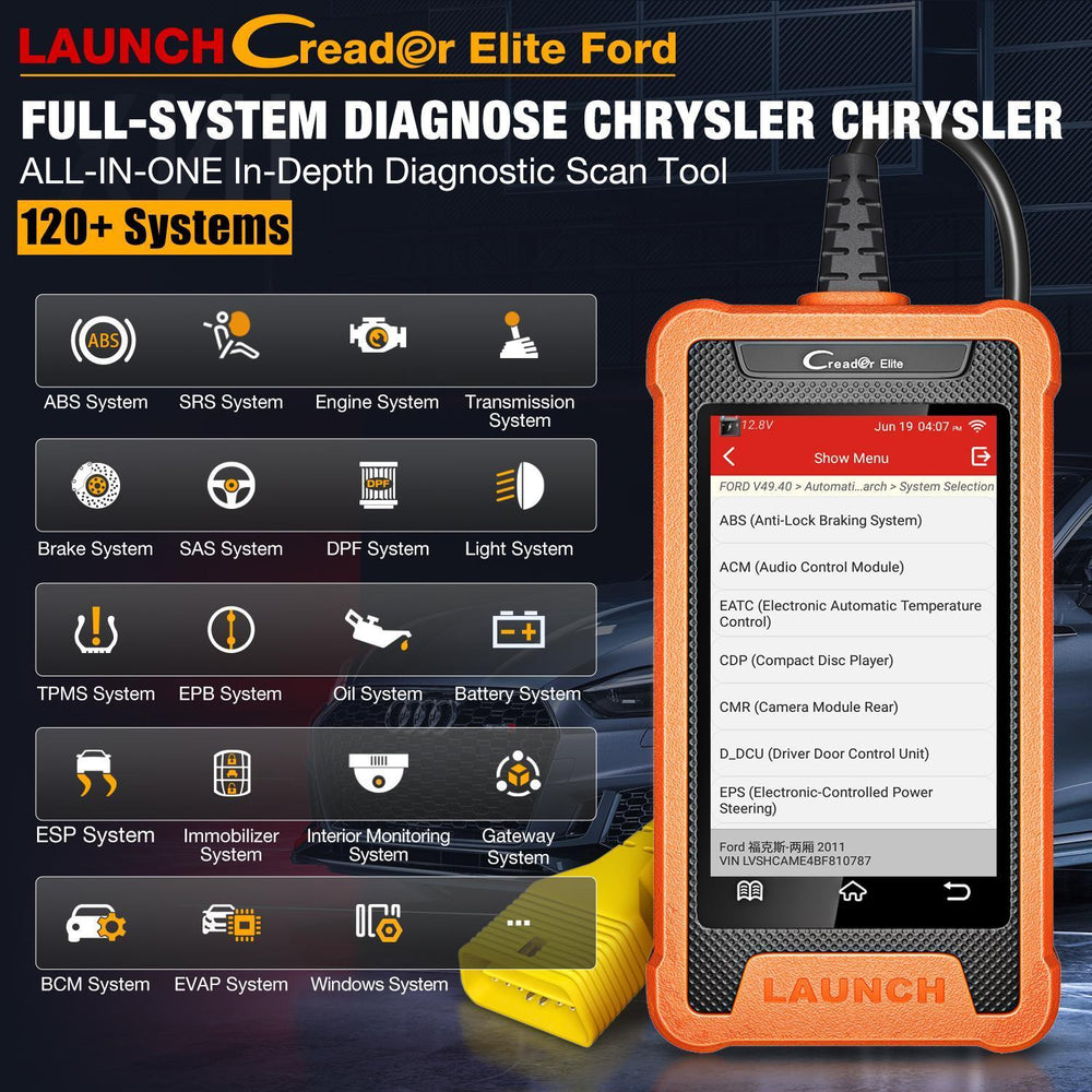 US EU Warehouse Launches CRE Full System Diagnostic Tool For Chrysler And OBD2 Code Reader Car Scanner For JEEP And DODGE EX-STOCK