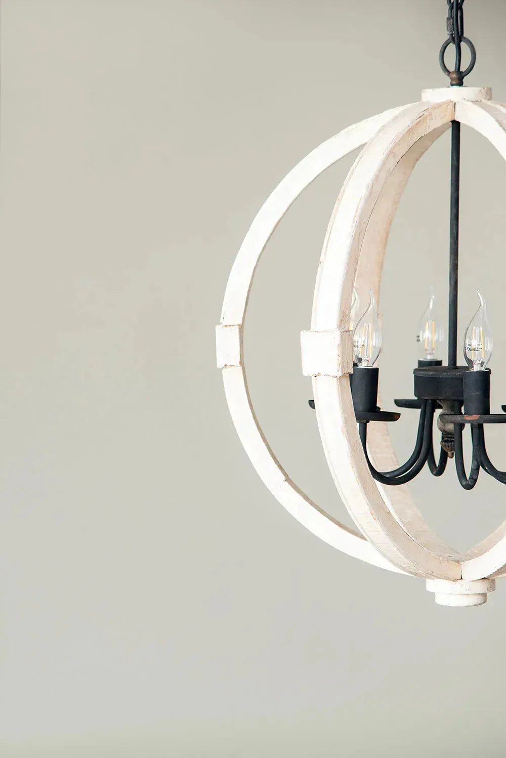 6 - Light Wood Chandelier With Adjustable Chain For Kitchen, Dining Hall Entrance, Bulb Not Included