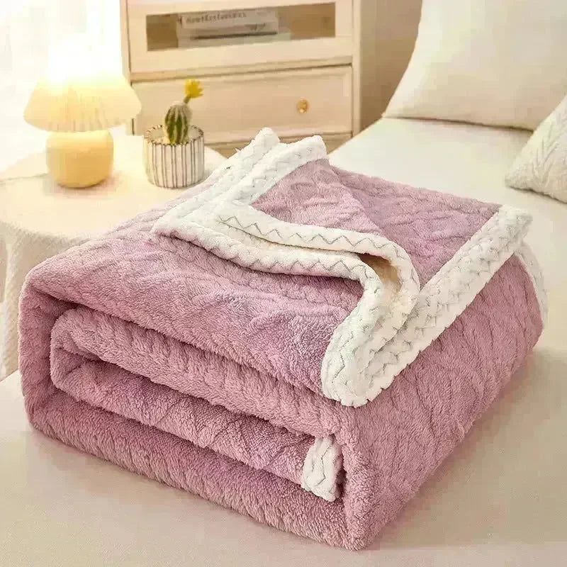 Blanket Double Thickened Warm Coral Fleece Sofa Winter Blanket - EX-STOCK CANADA
