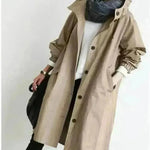 Women Casual Style Hoodie Windbreaker Mid-Length Long-Sleeved waist Jacket
