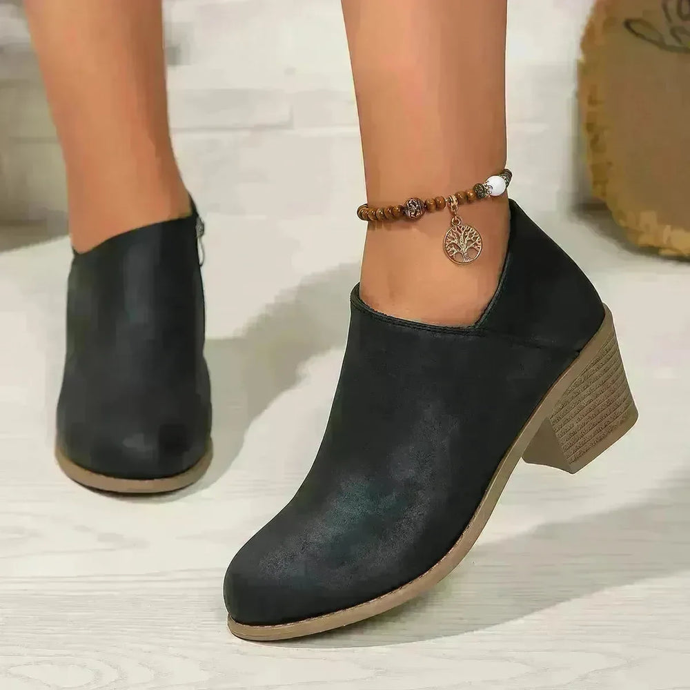 Chunky Heel Round Toe Ankle Boots With Side Zipper Design Fashion Fall Winter Short Boots For Women Shoes - EX-STOCK CANADA
