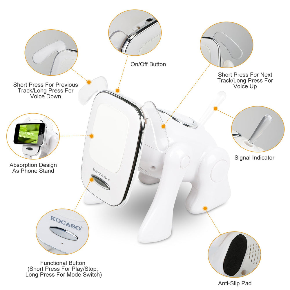 Puppy Dog Wireless Speaker Portable Mini Music Player Stereo Cute Animal Speaker With Built-In Mic FM Radio Stereo Bass MMC Card Slot USB Port For Cellphone Tablet EX-STOCK