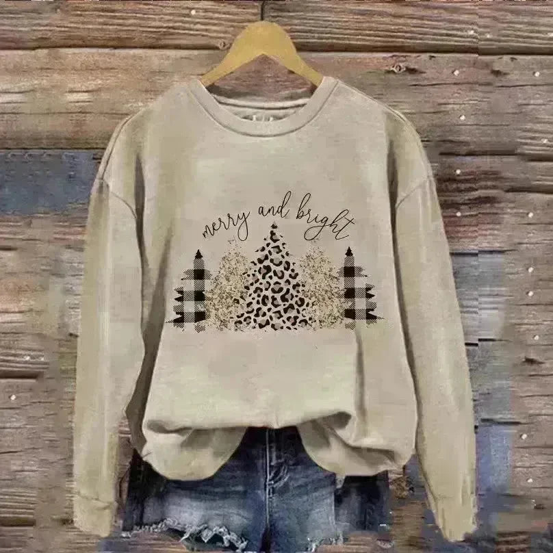 Round Neck Hooded Long Sleeve Four Christmas Trees Loose Hoodie Sweatshirt - EX-STOCK CANADA