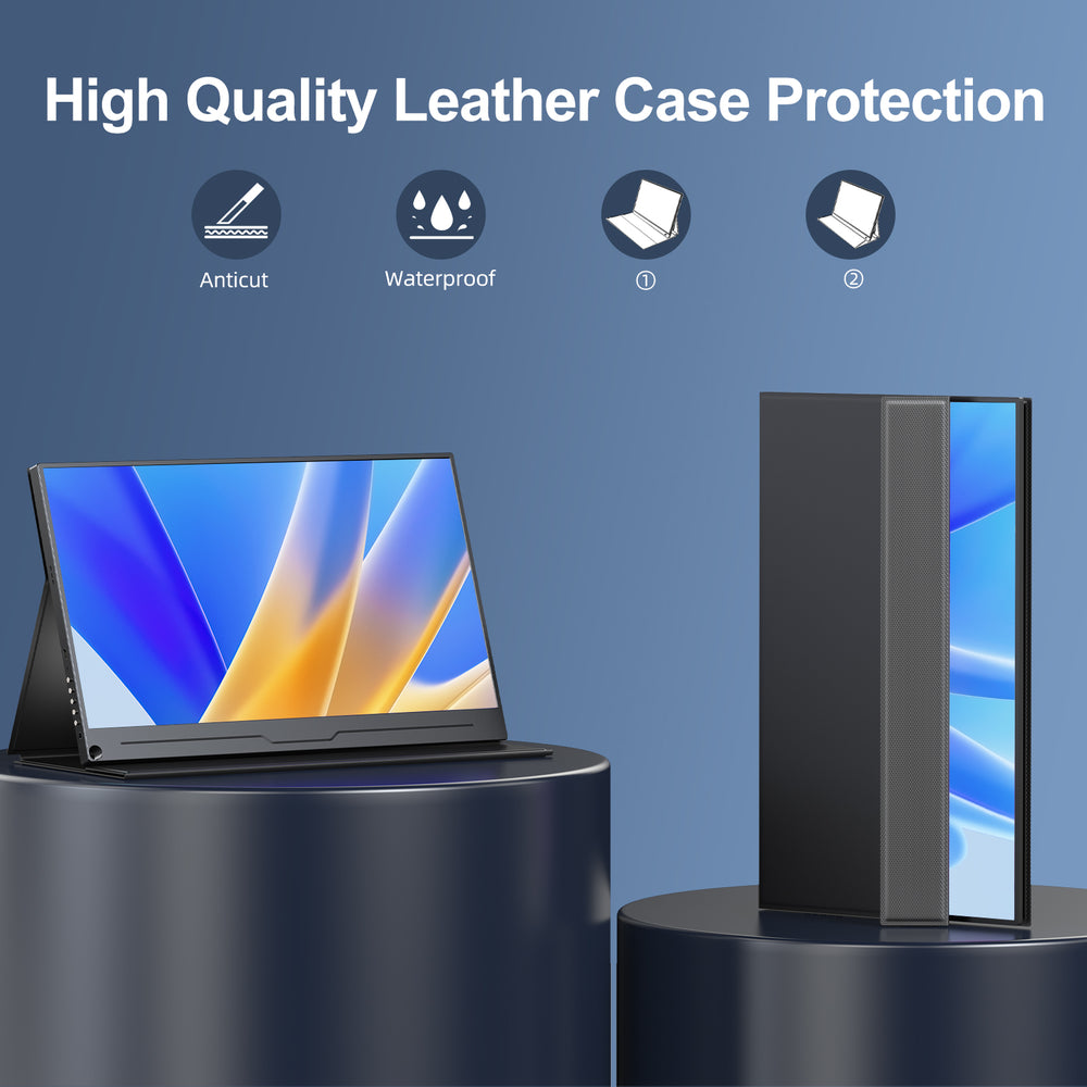 UPERFECT 15.6" Portable Monitor 1080P FHD IPS – USB-C, HDMI, Dual Speakers, VESA, Smart Cover