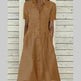 Women's European And American Lapel Casual loose button down Midi Denim jeans Mum Dress - EX-STOCK CANADA