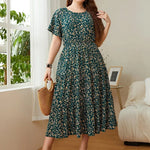 Summer Plus Size Women Floral Printed Midi Dresses - EX-STOCK CANADA