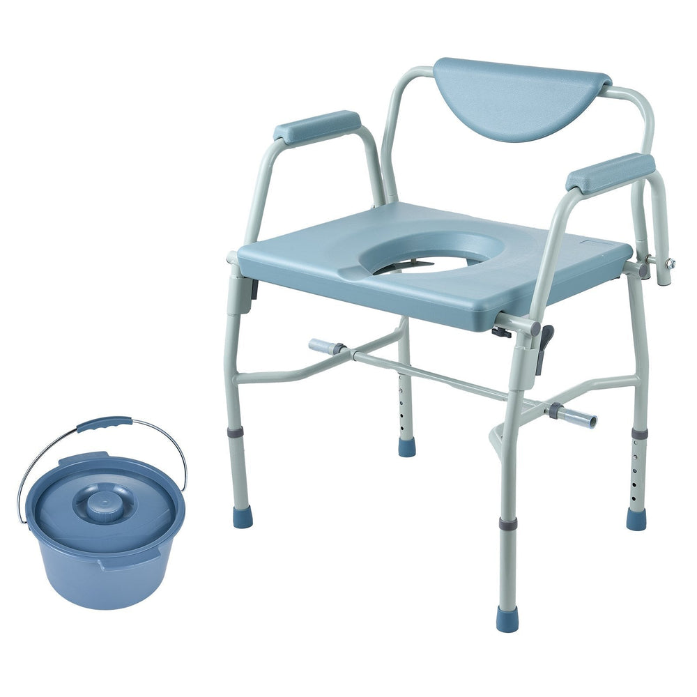 Commode Chair, Bedside Commode With Drop-Down Arms And Detachable Backrest, 5-Level Adjustable Height, 7L Removable Bucket, Easy To Assemble, 1000LBS Capacity, Portable Toilet For Adults Seniors EX-STOCK
