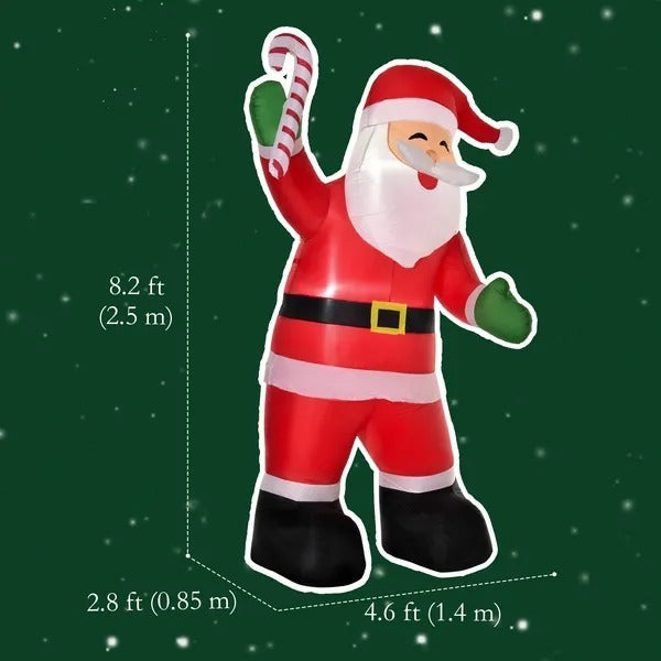 Inflatable Christmas Outdoor Lighted Yard Decoration, Santa Claus With Candy Cane, 8' Tall EX-STOCK Canada 