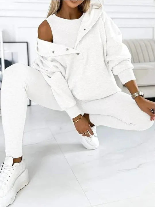 3pcs Women Hoodie Athleisure Outfit set sweatsuit set - EX-STOCK CANADA