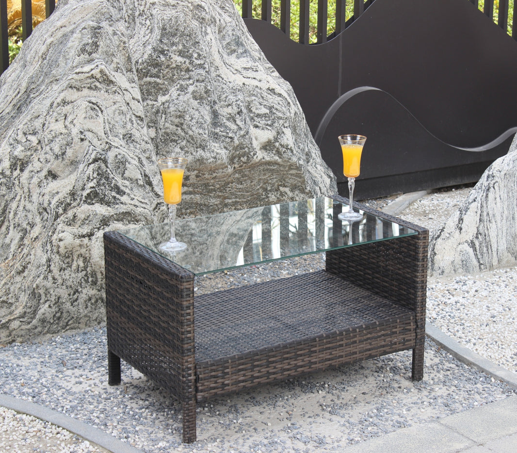 Outdoor Patio Furniture Coffee Table With Clear Tempered Glass EX-STOCK Canada 
