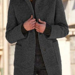 Women's New Vintage Solid Color Button-up Stand-up Collar Woolen Jacket - EX-STOCK Canada