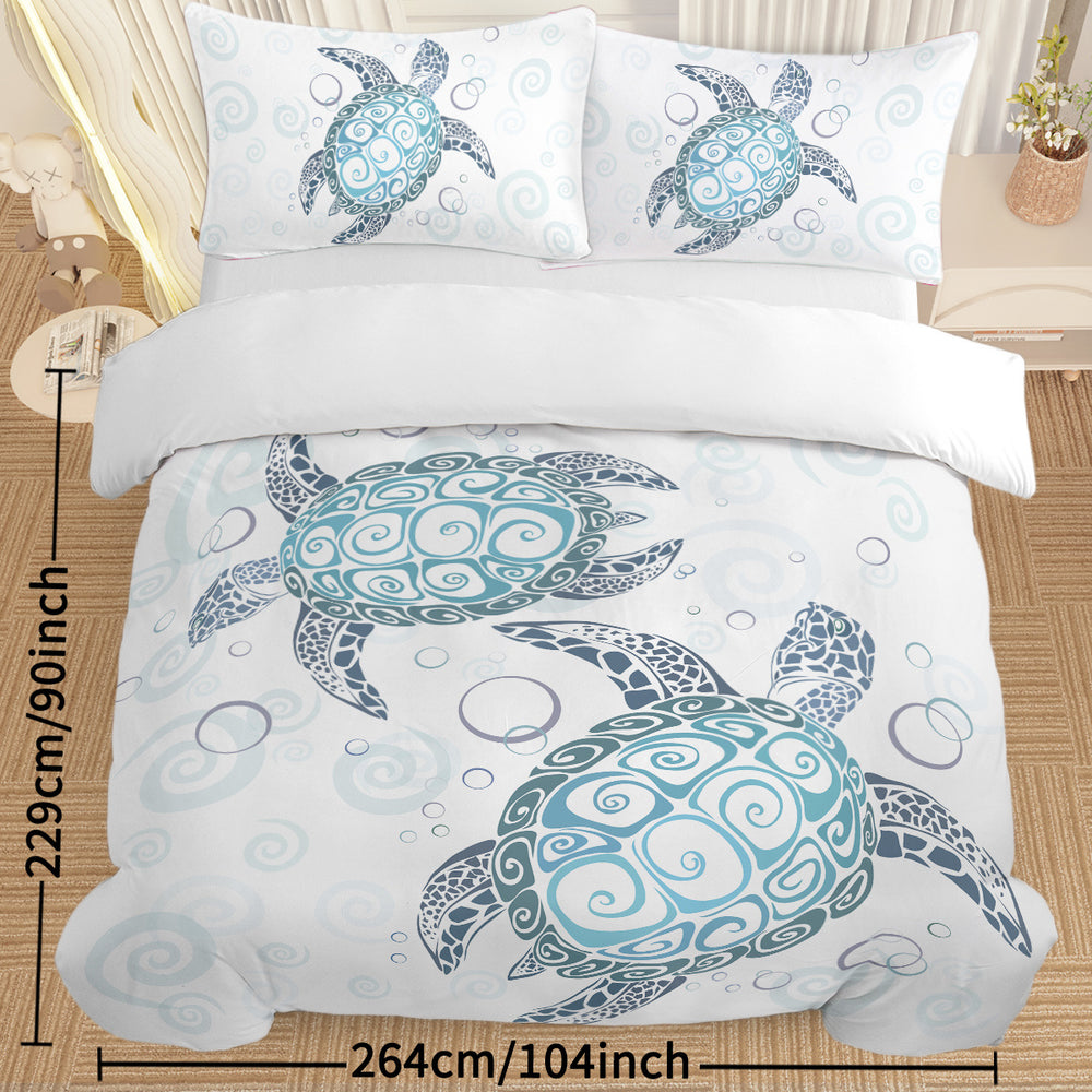 Sea Turtle Bedding Aqua Teal Blue Duvet Cover Sets Beach Turtle Bed Sets Ocean 3 Piece Turtle Themed Comforter Cover With 2 Pillowcases Twin Full Queen King Size EX-STOCK Canada 