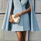 Women's Elegant Solid Color V Neck Double-Breasted Cape Blazer Dress Spring & Summer Party Banquet Outfit EX-STOCK