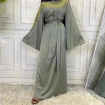 Moda bordado Satin Abaya Vestido Medio Oriente Fanche Plain Dubai Abaya