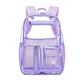 Purple transparent backpack with mesh pockets on a white background