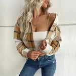 Fashion Oversized Plaid Lapel Cropped Jacket  outwear top for women - EX-STOCK CANADA