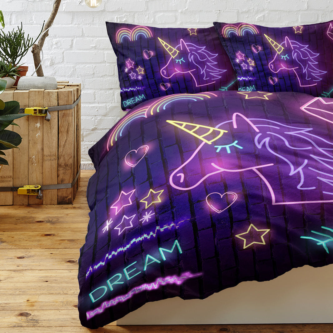 Star Bedding Neon  Pattern 3 Piece Black Duvet Cover Set EX-STOCK Canada 