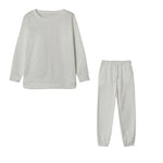 2pcs Ladies Athleisure wear Long sleeve Round neck  Sweatsuit set
