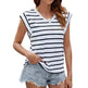 Fashion Stripe Print V-neck Short-sleeved T-Shirt Summer Loose Casual top for Women - EX-STOCK CANADA