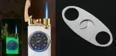 New Lighter With Electric Watch Rocker Arm Automatic Ignition Straight Blue Flame Lighter Creative Real Dial Inflatable Windproof Cigar Lighter Men's Watch Gift - EX-STOCK CANADA