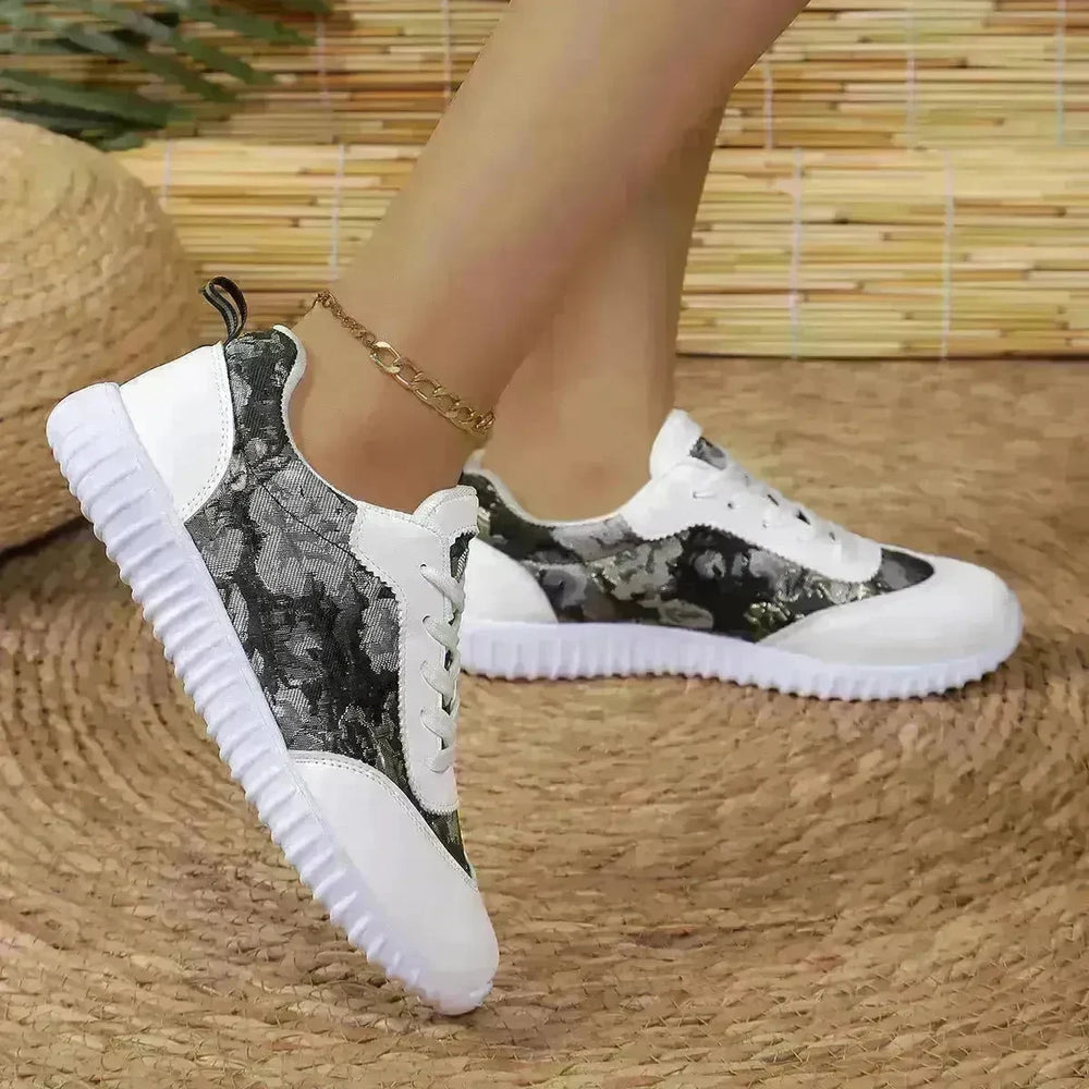 Versatile Lace-up Flat Shoes Casual Lightweight Thick-soled Running Sports Shoes Low-top Breathable Sneakers For Women - EX-STOCK CANADA