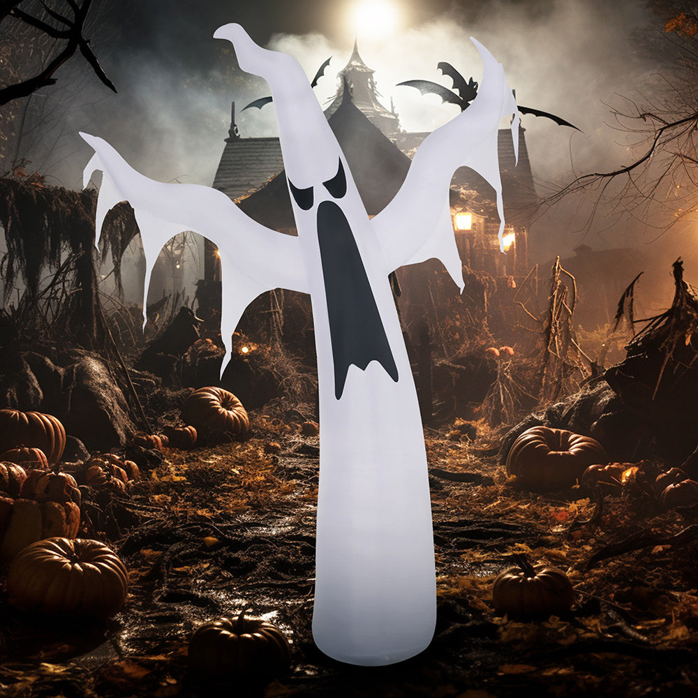6' Tall Halloween Inflatables Outdoor Decorations White Ghost, Light Up Blow Up Yard Decor With LED Light And Fan Indoor Outdoor For Garden, Lawn, Party, Holiday EX-STOCK