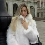 Classy Fashionable Winter Plain Huge Faux Fur Coat for Ladies - EX-STOCK CANADA