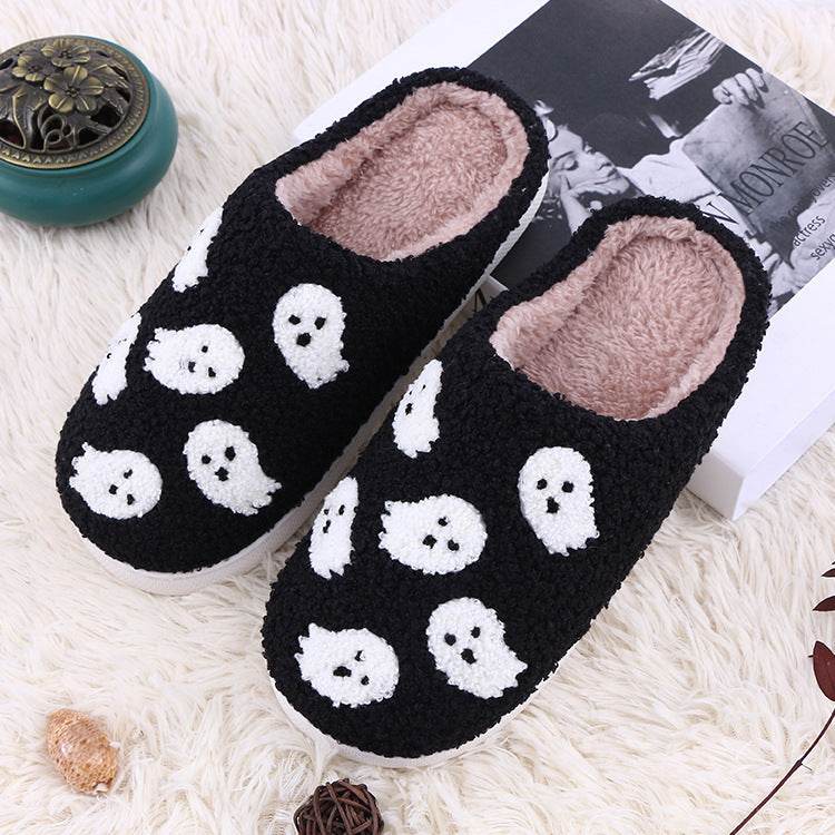 Halloween Funny Spider Ghost Scary Flat Indoor House Shoes For Women Men Soft Plush Cozy Horror Halloween Gifts EX-STOCK