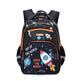 Backpack with space-themed design on a white background