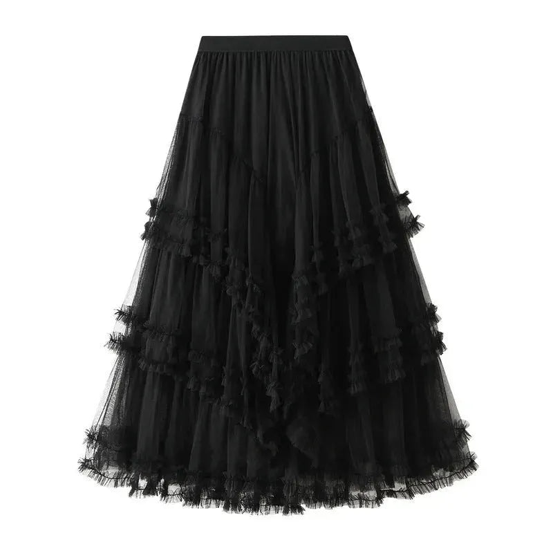 Slimming Multi-layer Gauze Skirt High-grade Midi Tulle Skirt - EX-STOCK CANADA