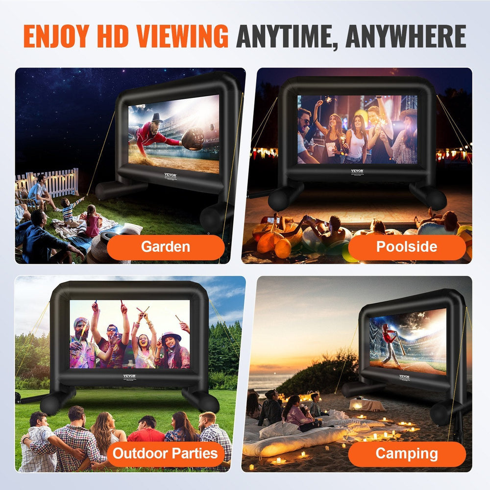 Inflatable Movie Screen, 16 FT Inflatable Projector Screen For Outside With Blower And Carrying Bag, Front Rear Projection, Oxford Fabric Blow Up Screen For Outdoor Parties Backyard Movie Nig EX-STOCK