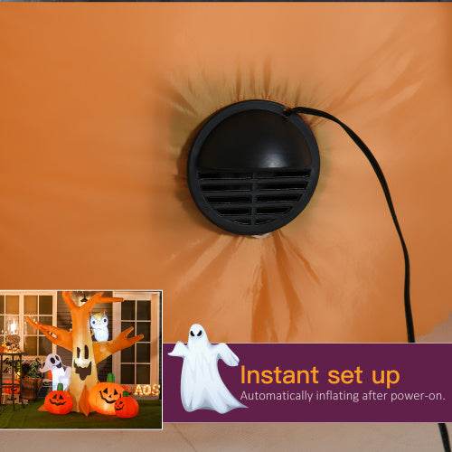 HOMCOM 7.5 Tall Lighted Halloween Inflatables Outdoor Decorations Haunted Tree With Owl, Ghost, Pumpkins, Blow Up LED Yard Decor For Garden, Lawn, Party, Holiday, Waterproof - EX-STOCK Canada