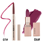 PHOFAY lip products including a lipstick, lip liner, and color swatch on a white background.