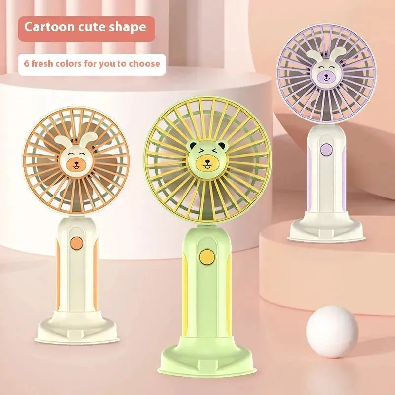 New Summer Cartoon Handheld Mini Usb Rechargeable Fan Desktop Stand - EX-STOCK CANADA