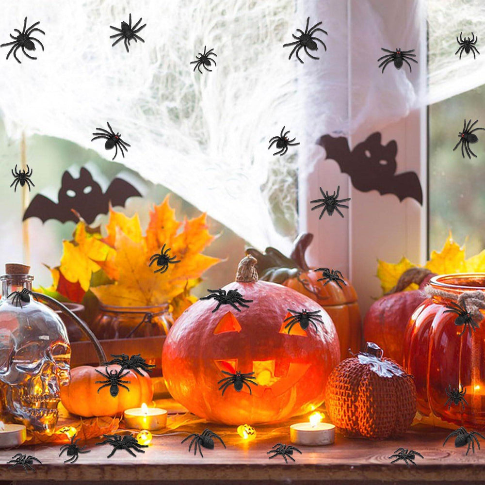 Plastic Spiders, 40 PCS Black Realistic Plastic Fake Scary Spiders Halloween Prank Props Halloween Spider Large And Small Fake Spider-Cannot Be Listed On Amazon Platform - EX-STOCK Canada