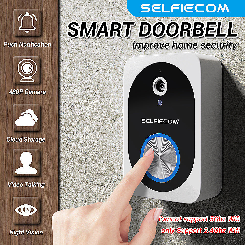 D10 Intelligent Wireless Doorbell Camera With Rechargeable Battery, Two-way Audio, 2.4G Wi Fi, APP Remote Intercom, Free Rolling Cloud Storage Built-in Battery EX-STOCK