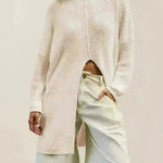 Stylish Cashmere Pullover Front Split Winter Tunic tops for Women - EX-STOCK CANADA