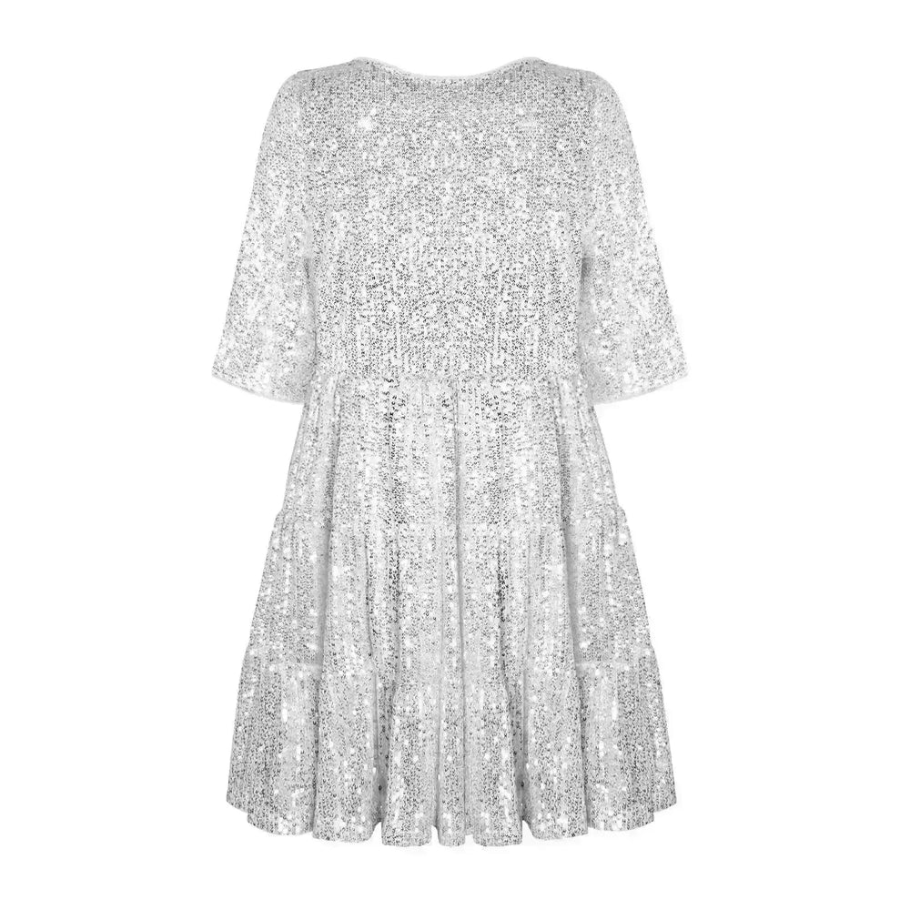 Elegant ladies Sequined Short Mini Skater Dress - EX-STOCK CANADA