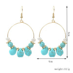 Geometric Round Turquoise Beaded Earrings - EX-STOCK CANADA