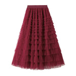 Cake Skirt Women's White Gauze long Layered tulle Skirt - EX-STOCK CANADA