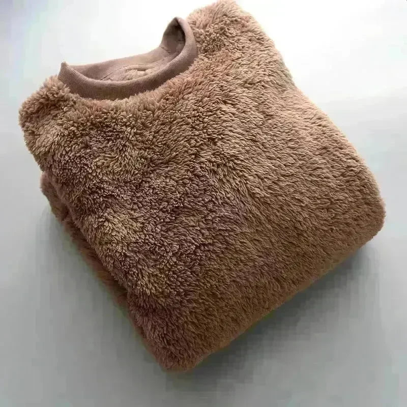 Autumn And Winter Plush Fuzzy Crewneck Pullover top for male - EX-STOCK CANADA