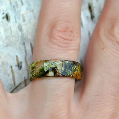 Time Resin Faceted Handmade Personality Ring
