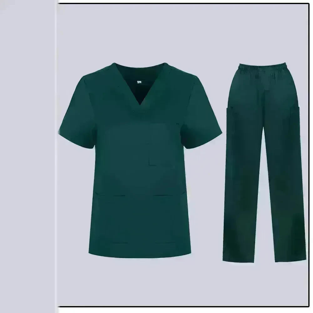 Women Nurse Uniform Female Hospital Nurse Costume V Neck Top Pants Set Nursing Uniforms Women Scrubs Set for Beauty Salon Massaging Workwear - EX-STOCK CANADA