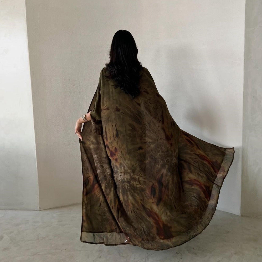 Cappotto Chiffon Stampa Moda Abito Sciarpa Giacca Esterna Musulmano Dubai - EX-STOCK Canada