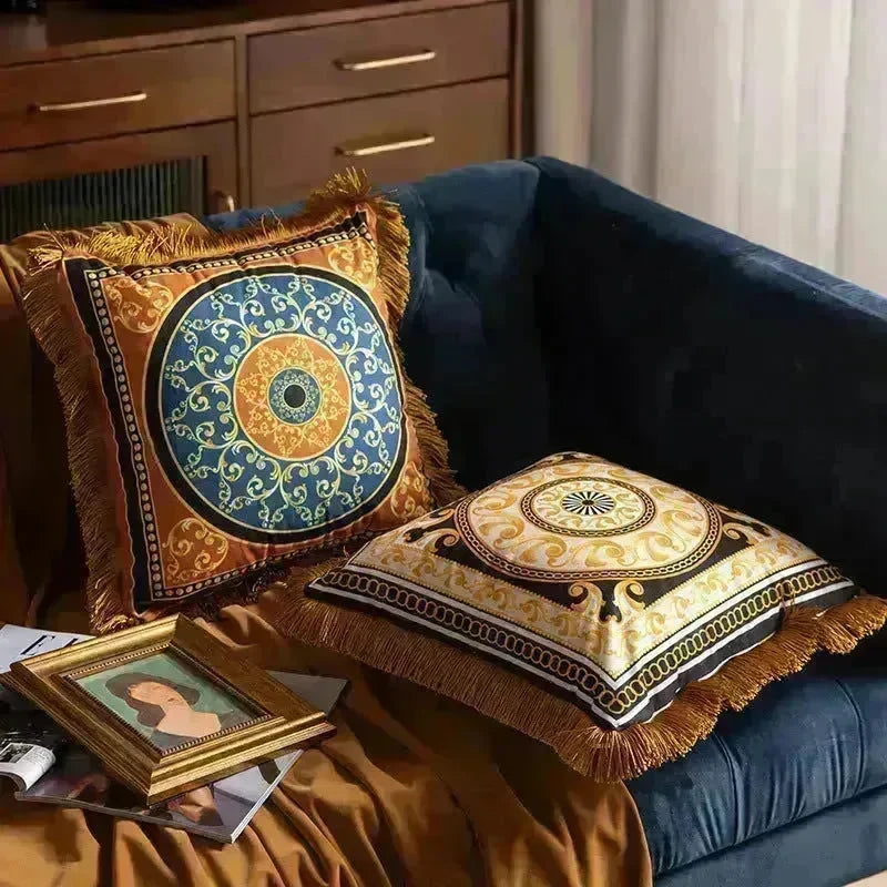 Pillow Sofa High-grade Sense Tassel Light Luxury style-gold rimmed Pillows - EX-STOCK CANADA
