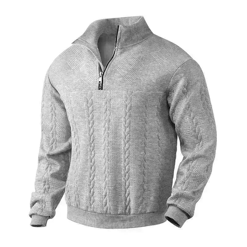 Casual Autumn Winter Half Zip Stand Collar Pullover Sweater top  Men