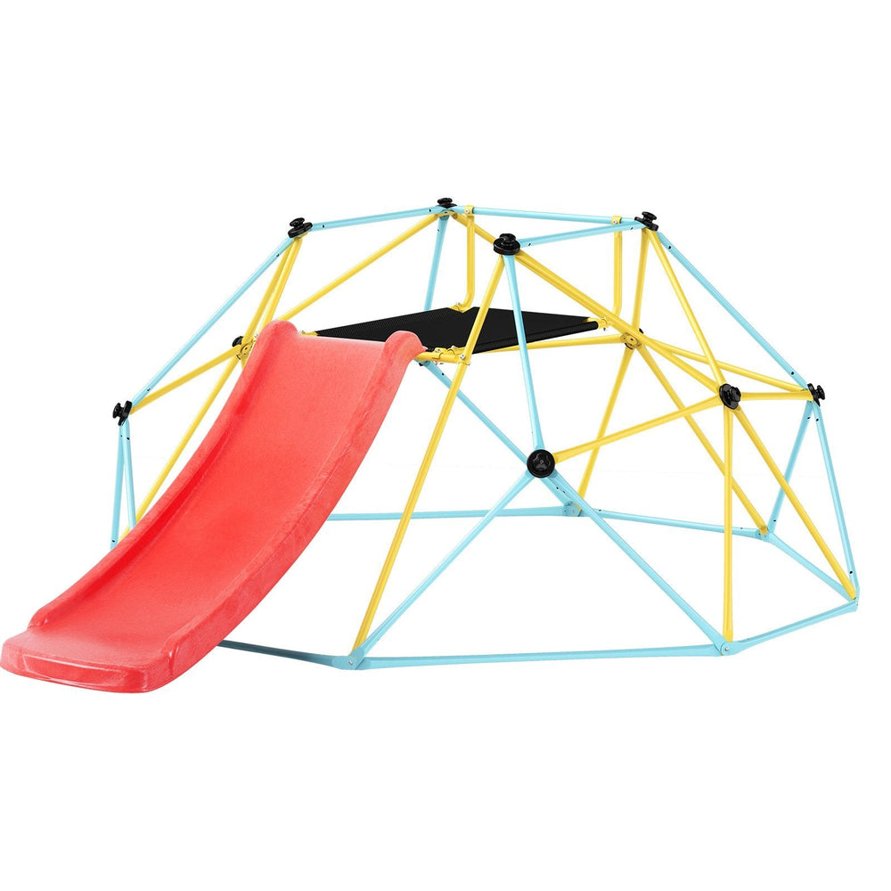 Climbing Dome, For Kids 3 To 9 Years Old, 8FT Geometric Dome Climber With Slide,Jungle Gym Supports 600LBS And Easy Assembly, With Climbing Grip, Outdoor And Indoor Play Equipment For Kids EX-STOCK